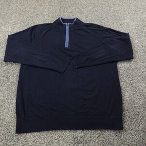 Duluth‎ Sweater Mens L Blue Pullover 1/4 Zip Mock Neck Sweatshirt Outdoor Work